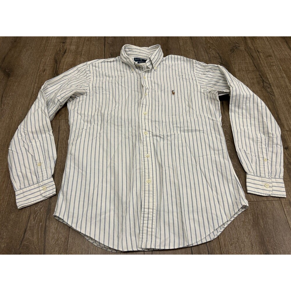 Ralph Lauren Custom Fit Shirt Mens Medium Flesh Pony Button Down Pinstripe
